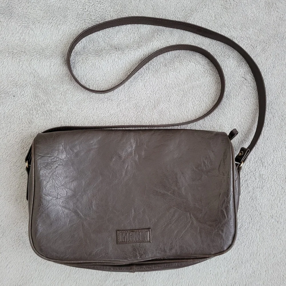 Madison Heart New York MHNY chocolate brown crossbody bag‎ faux leather earthy